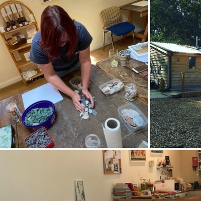 Creating Art with Sea Glass workshop with Seacycle Studio at Tiny Homes Holidays Isle of Wight